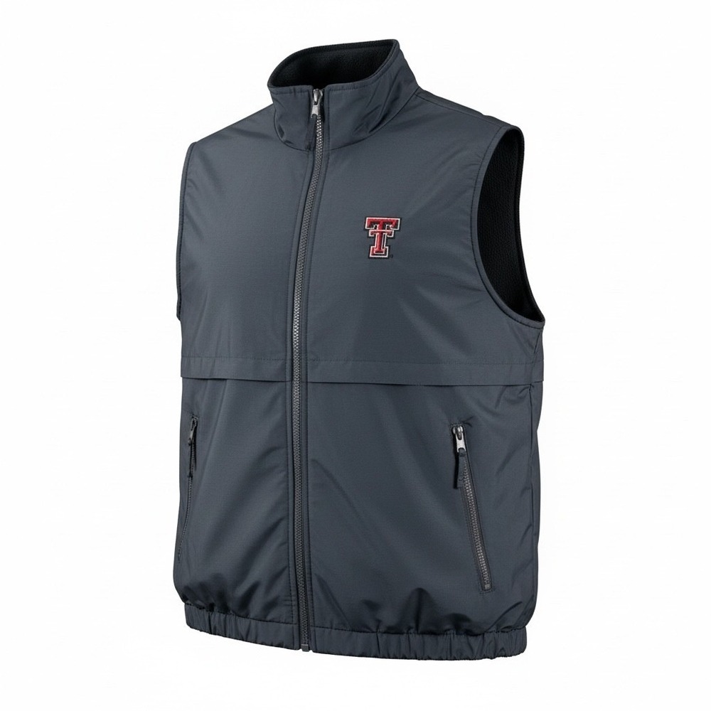 Port Authority Texas Tech Red Raiders Vest Mens XS Gray Full Zip J7490 NCAA Logo